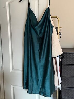 Deep Teal Satin Slip Dress